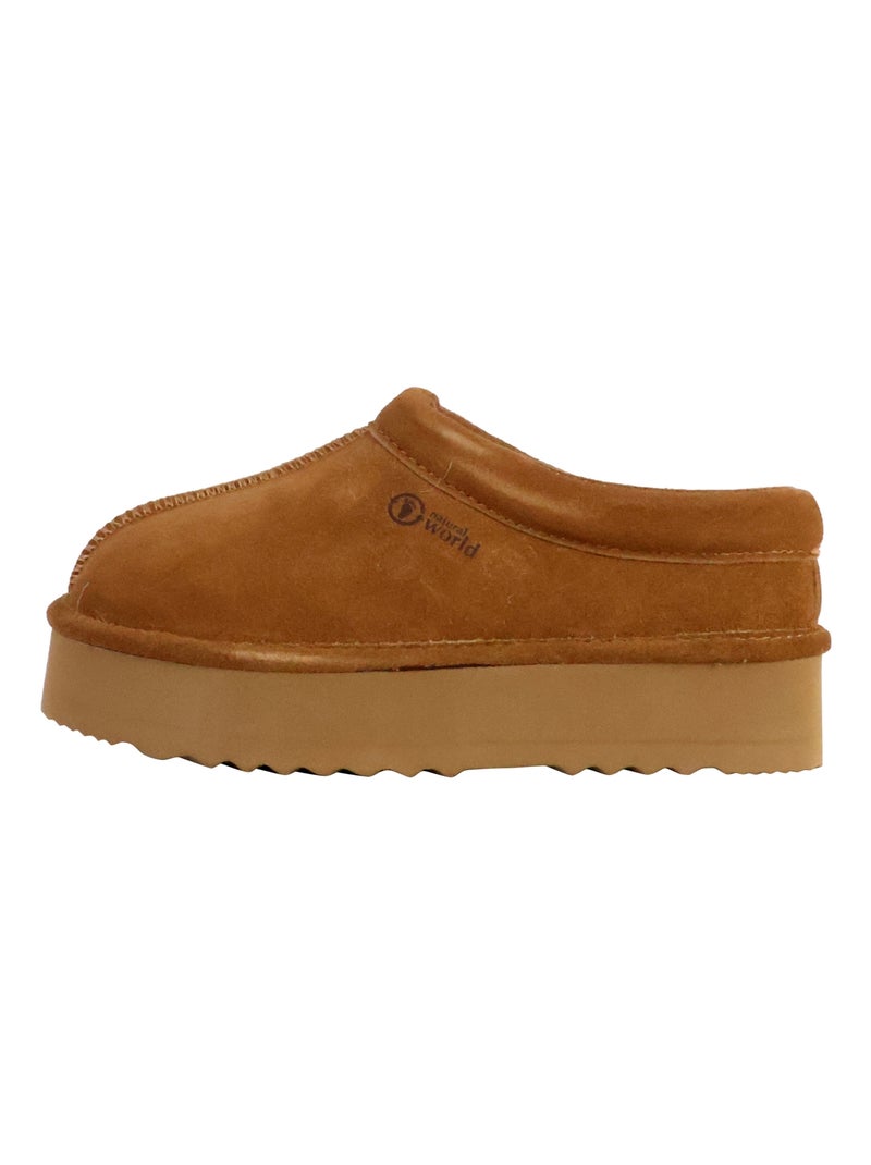 Chausson Cuir Natural World Camel - Kiabi
