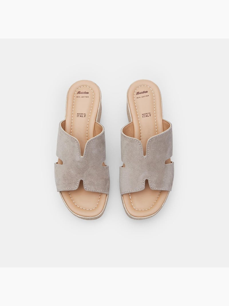 Chausson en daim avec semelle compensée BATA Beige - Kiabi