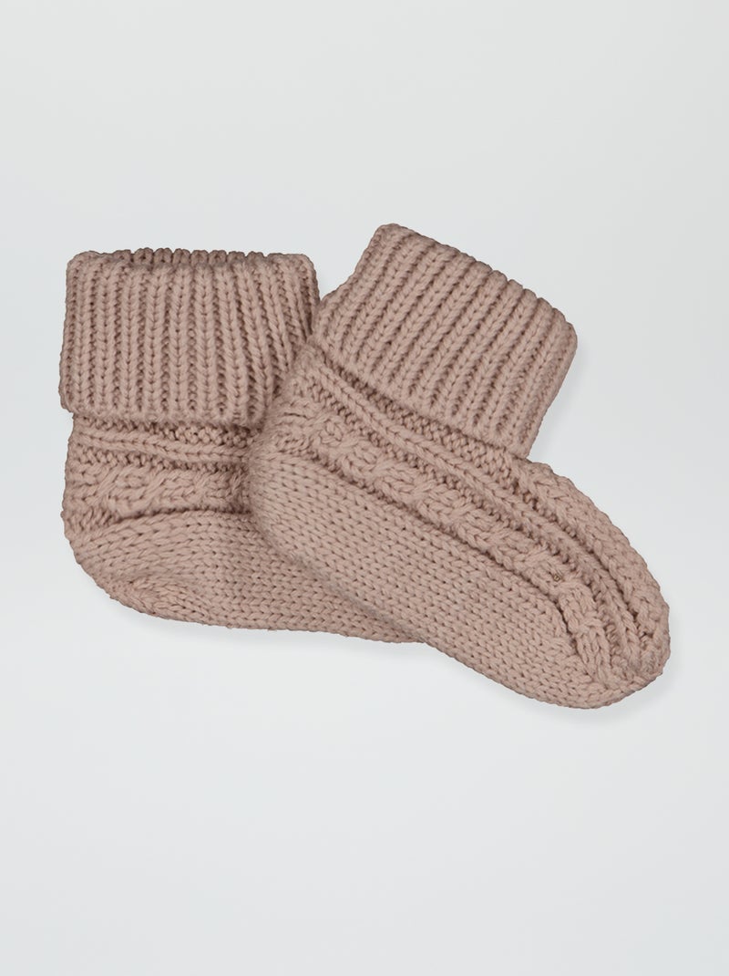 Chausson en maille tricotée rose - Kiabi