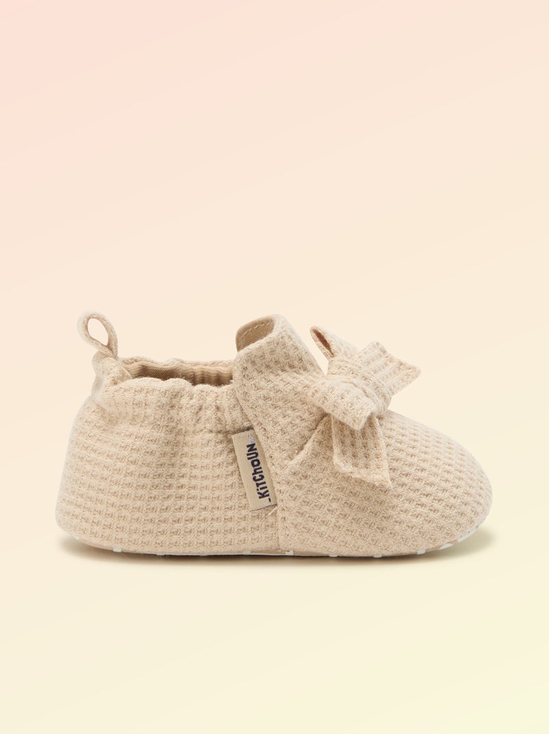 Chausson 'Kitchoun' détaillé en coton Beige - Kiabi