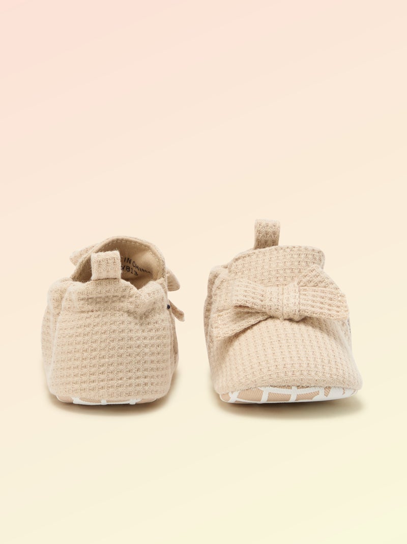 Chausson 'Kitchoun' détaillé en coton Beige - Kiabi