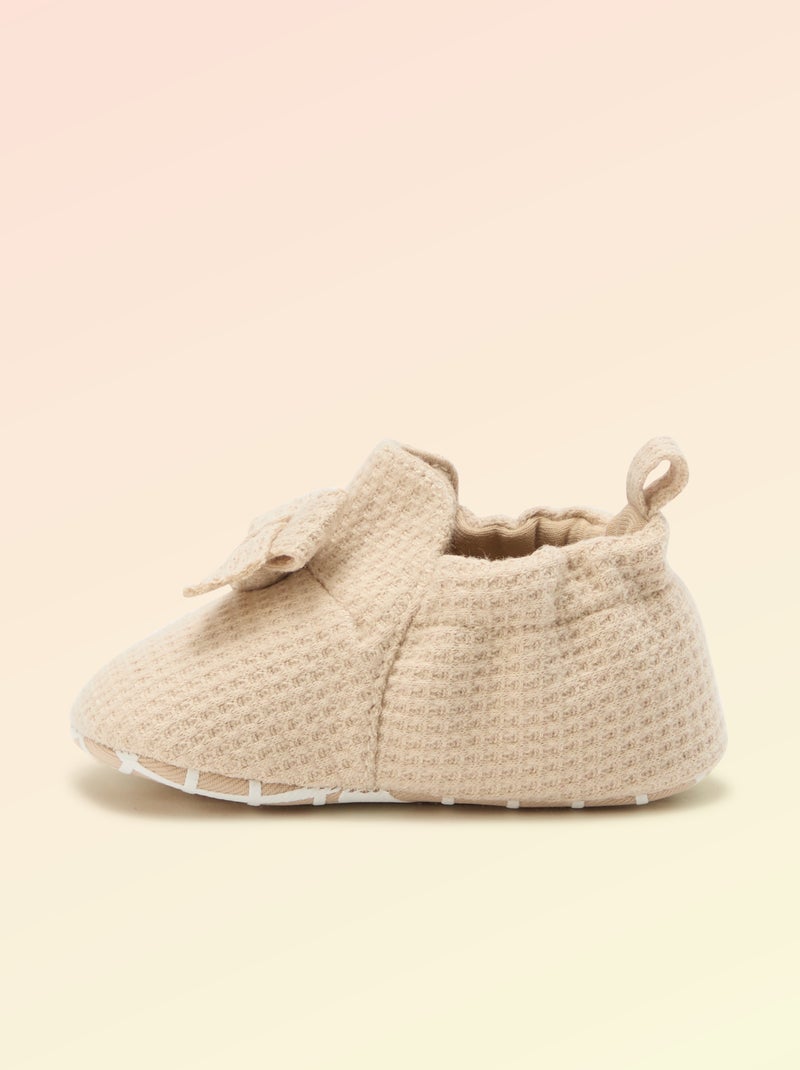 Chausson 'Kitchoun' détaillé en coton Beige - Kiabi