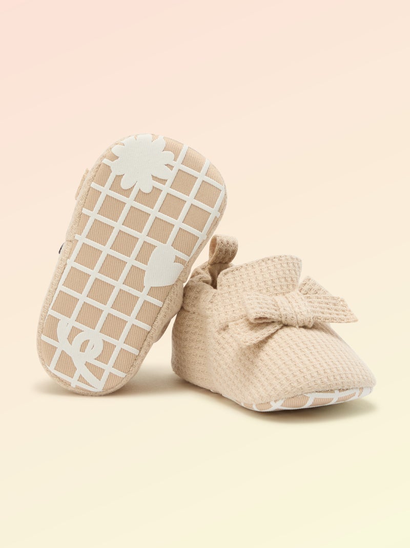 Chausson 'Kitchoun' détaillé en coton Beige - Kiabi