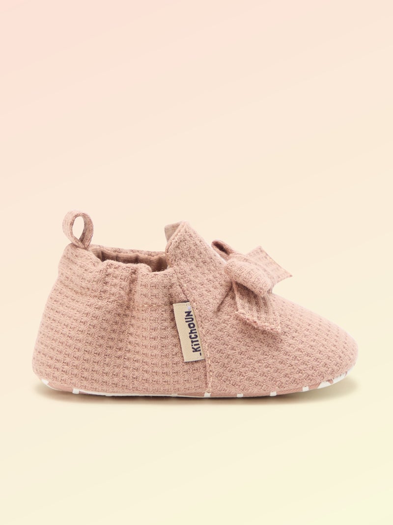 Chausson 'Kitchoun' détaillé en coton Rose - Kiabi