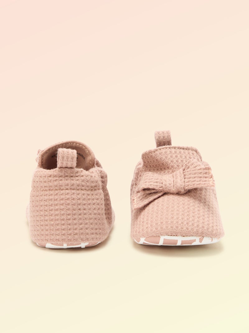 Chausson 'Kitchoun' détaillé en coton Rose - Kiabi