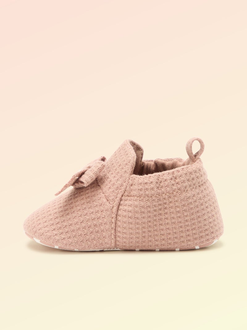 Chausson 'Kitchoun' détaillé en coton Rose - Kiabi