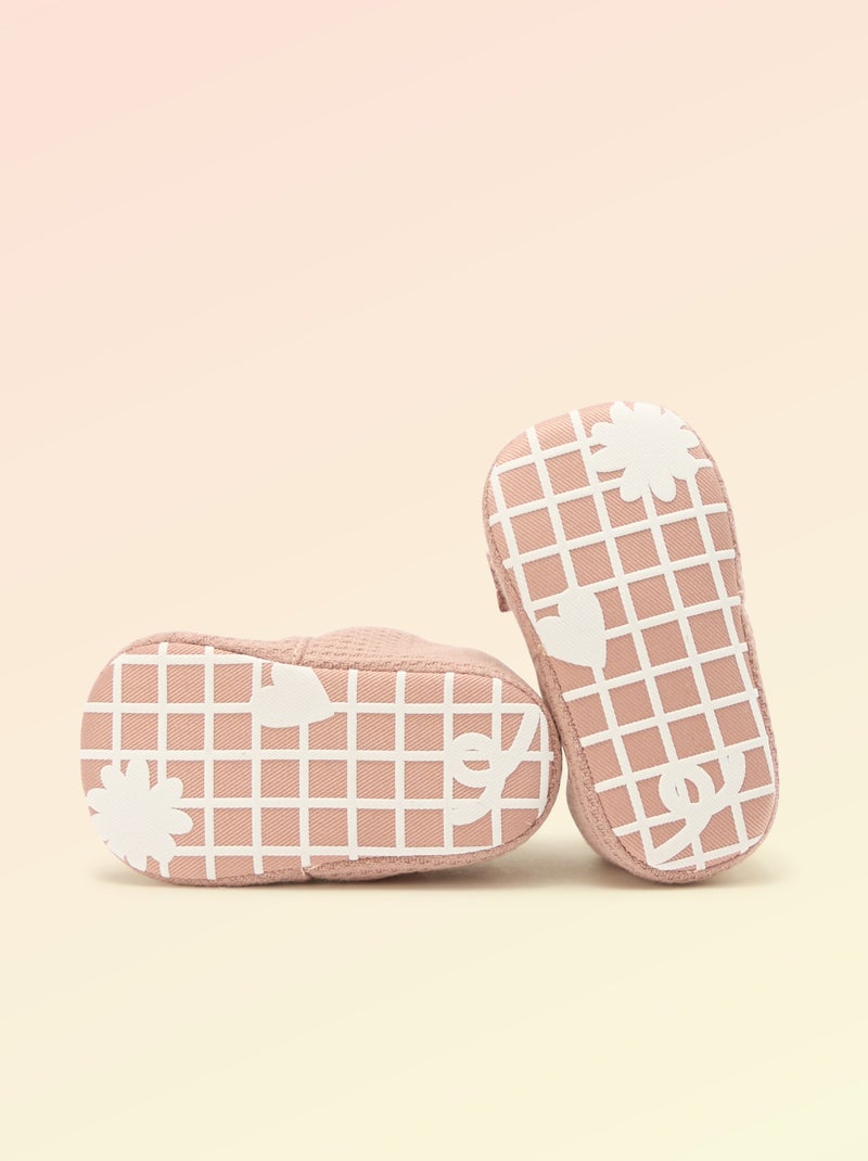 Chausson 'Kitchoun' détaillé en coton Rose - Kiabi