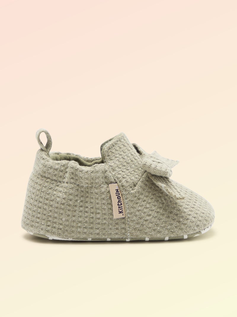 Chausson 'Kitchoun' détaillé en coton Vert - Kiabi