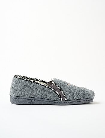 Chausson mocassin grande largeur mixte brodé - Afibel