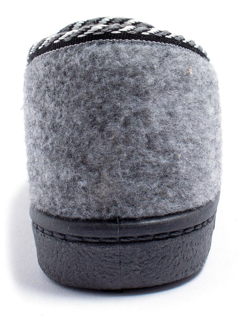 Chausson mocassin grande largeur mixte brodé - Afibel Gris - Kiabi