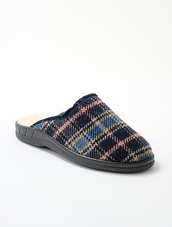 Chausson mule grande largeur fourrée laine