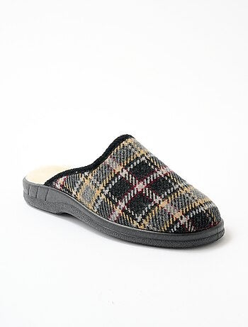 Chausson mule grande largeur fourrée laine