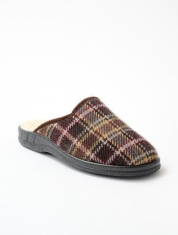 Chausson mule grande largeur fourrée laine