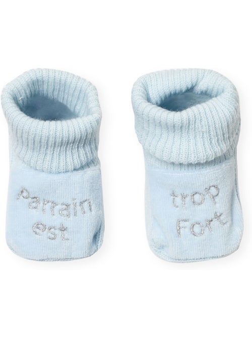 Chausson pour bébé brodé parrain est trop fort - Kiabi Chausson pour bébé brodé parrain est trop fort - Kiabi