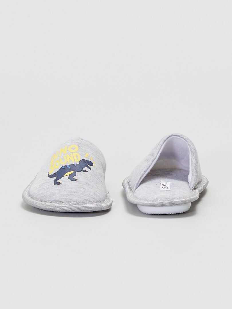 Chaussons à imprimés 'Dino Sound' gris - Kiabi