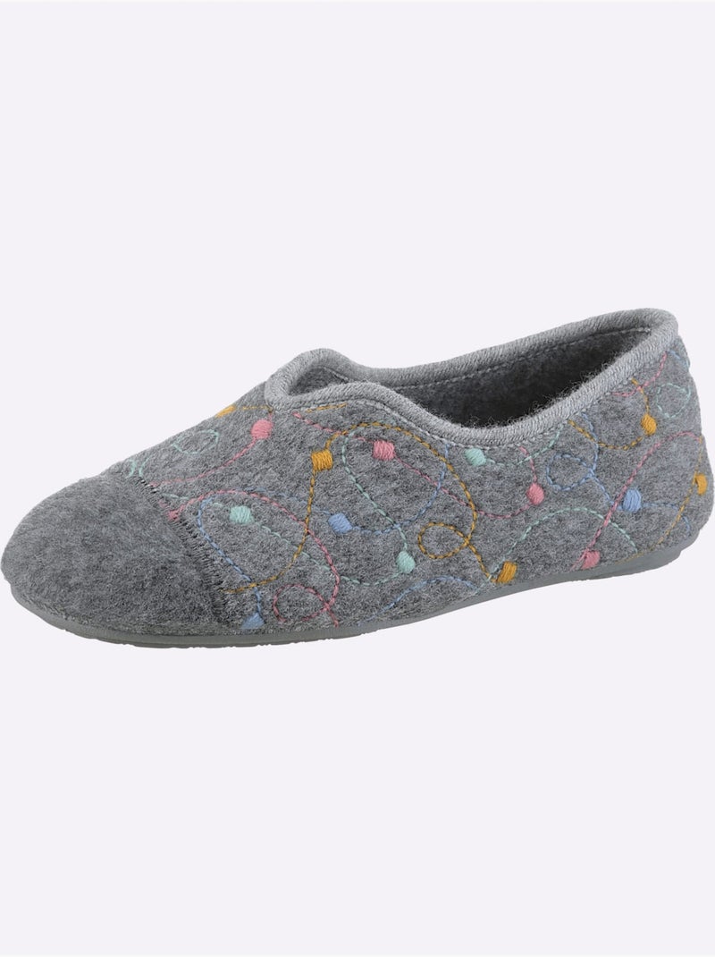 Chaussons à la coupe en v avec motif à pois colorés - taille standard - witt Gris - Kiabi