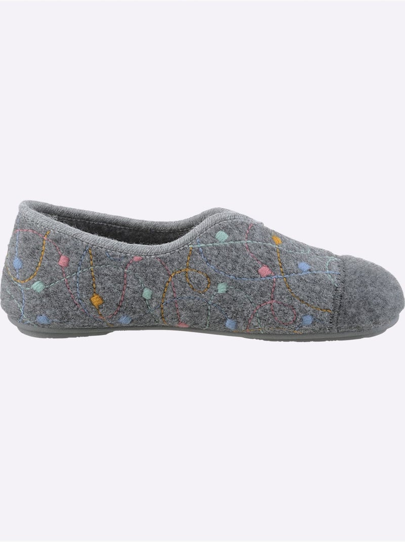 Chaussons à la coupe en v avec motif à pois colorés - taille standard - witt Gris - Kiabi