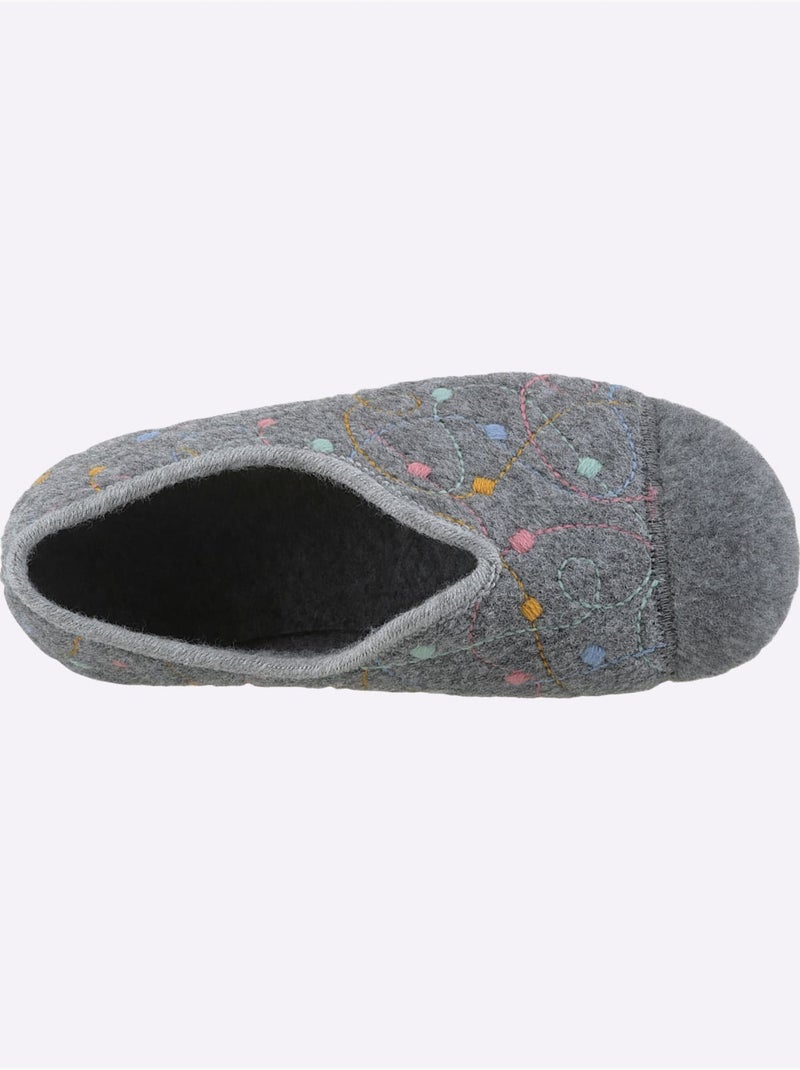 Chaussons à la coupe en v avec motif à pois colorés - taille standard - witt Gris - Kiabi