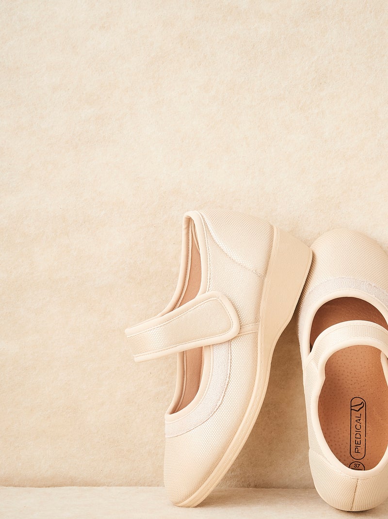 Chaussons à scratch - Damart Ivoire - Kiabi