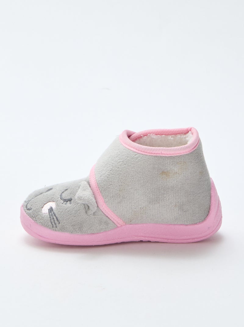 Chaussons à scratch animés souris Gris - Kiabi