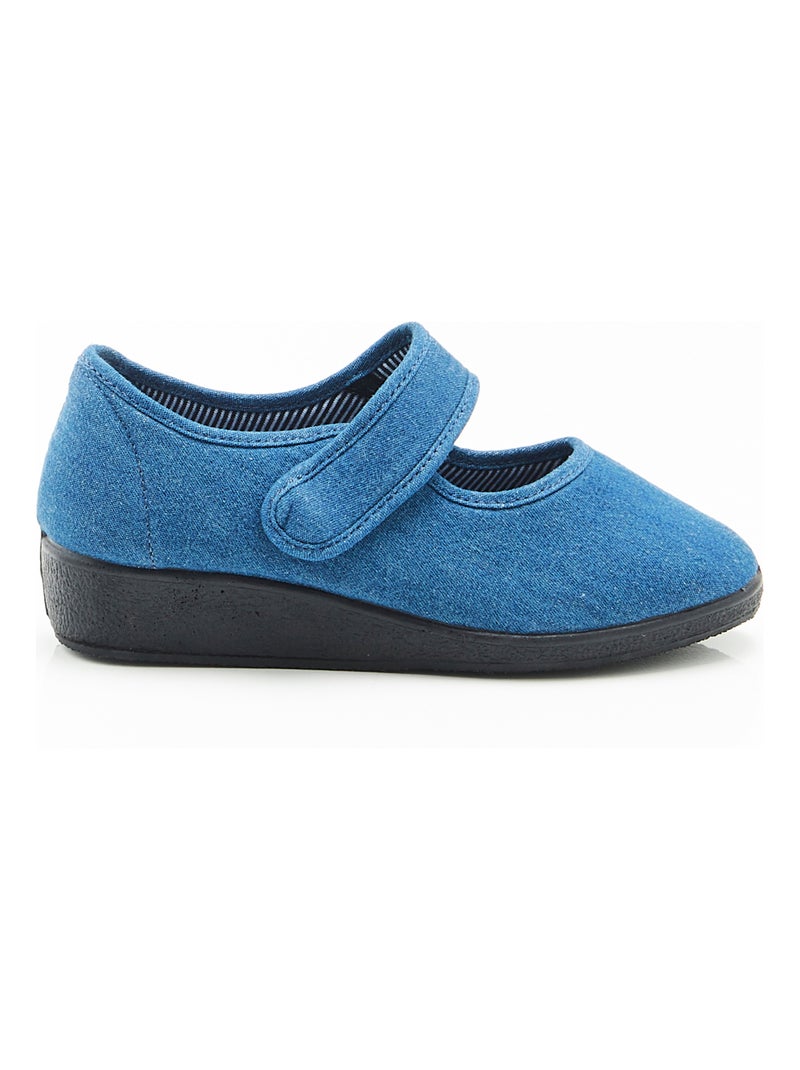Chaussons à scratch effet jean - Damart Bleu - Kiabi