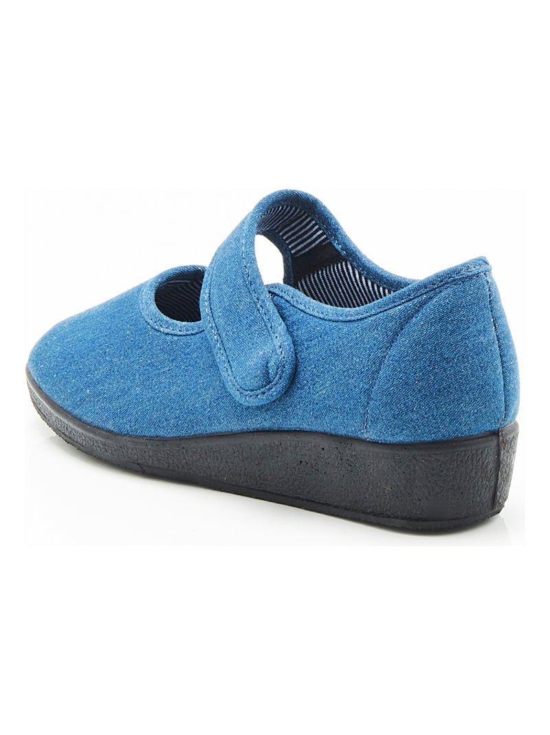 Chaussons à scratch effet jean - Damart Bleu - Kiabi
