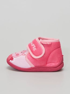 Chaussons Peppa Pig Pour Fille - Taille 38-38 (5-10 Ans) - Rose Avec Scratch - Semelle Antidérapante - Doublure Peluche