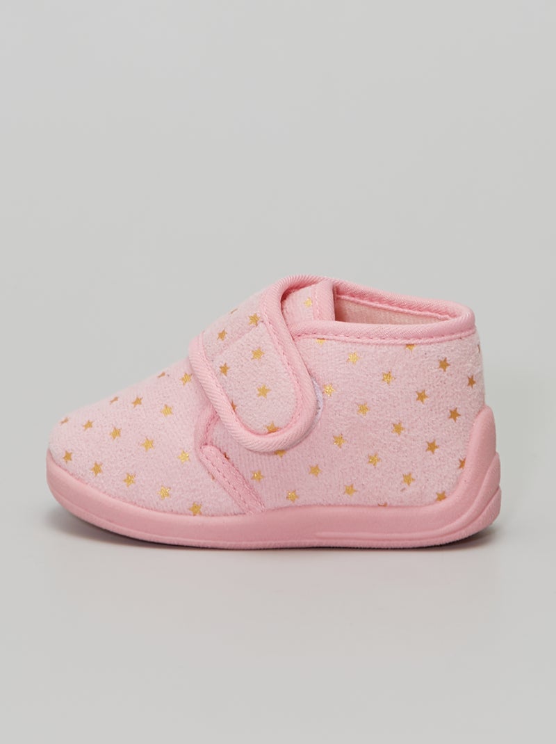 Chaussons à scratch rose - Kiabi