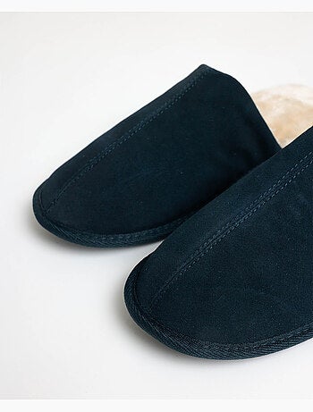 Chaussons ADMAS en daim bleu marine pour homme