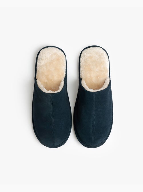 Chaussons ADMAS en daim bleu marine pour homme - Kiabi