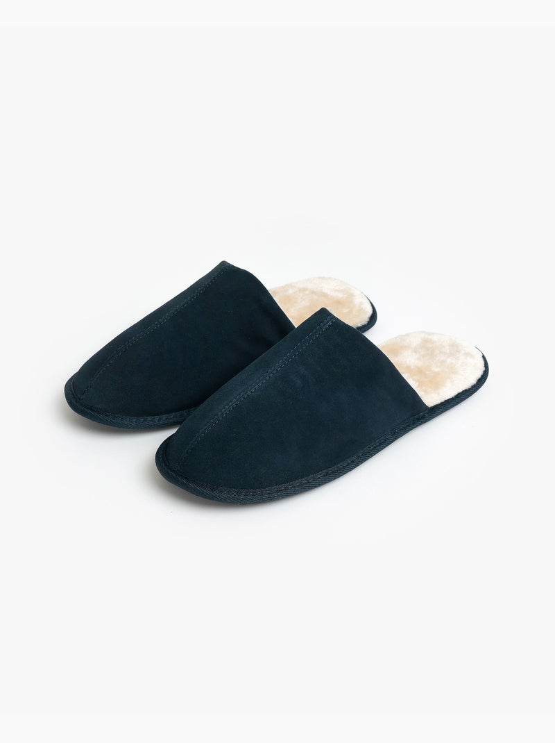 Chaussons ADMAS en daim bleu marine pour homme Bleu marine - Kiabi