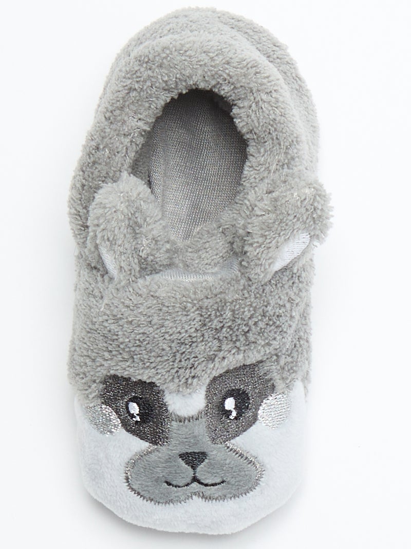 Chaussons animaux chauds Gris - Kiabi