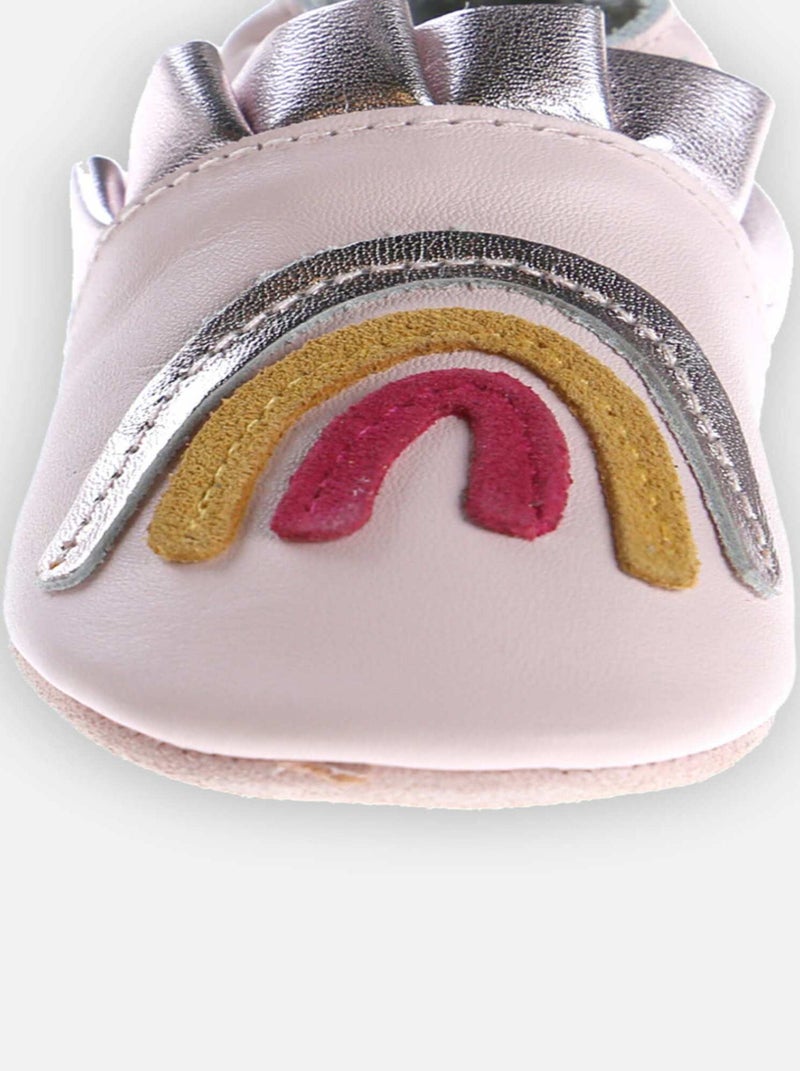 Chaussons arc-en-ciel en cuir, clair Rose - Kiabi