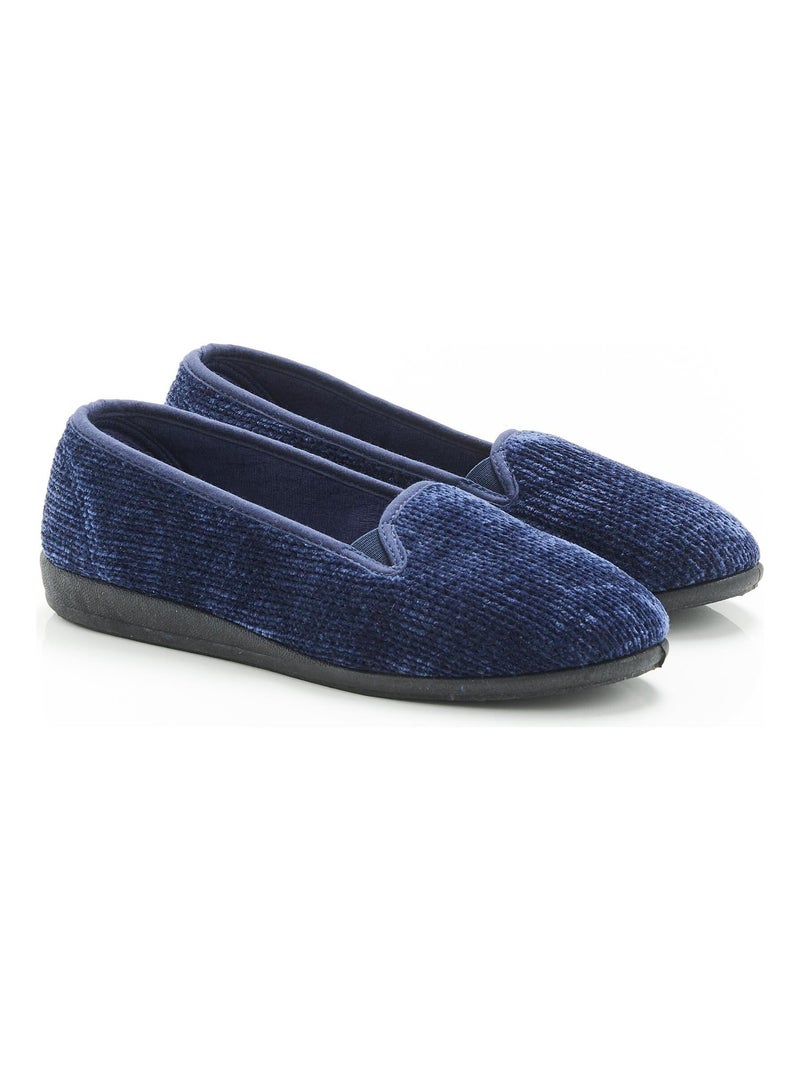 Chaussons aspect velours côtelé - Damart Bleu marine - Kiabi