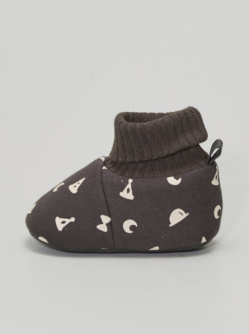 Chaussons avec revers chaussettes GRIS - Kiabi