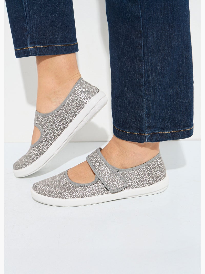 Chaussons babies à scratch largeur confort - Afibel Gris - Kiabi