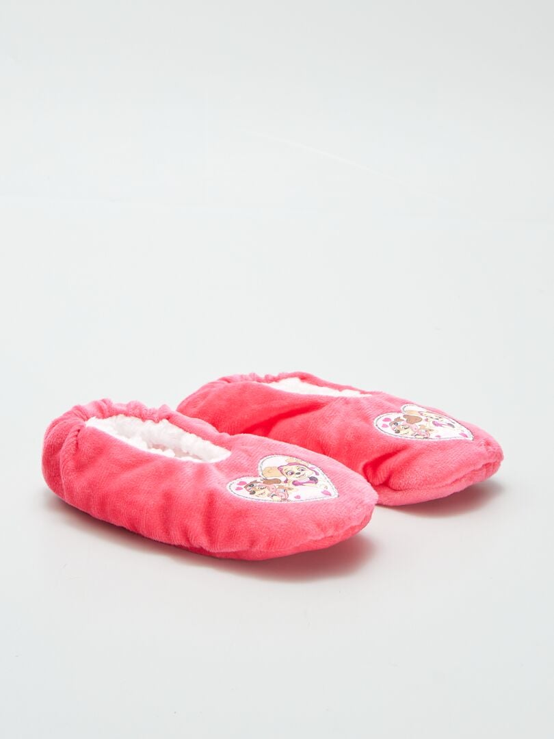 Chaussons ballerine effet moutonné 'Pat' Patrouille' Rose foncé - Kiabi