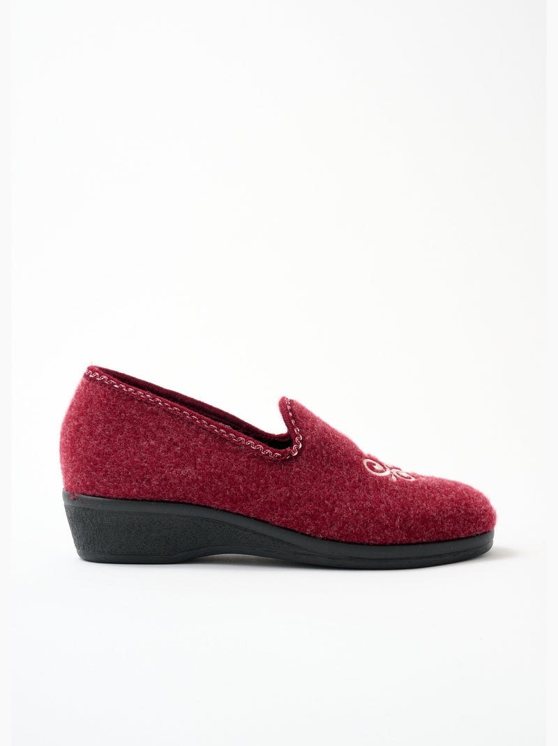 Chaussons ballerine grande largeur brodés - afibel Bordeaux - Kiabi