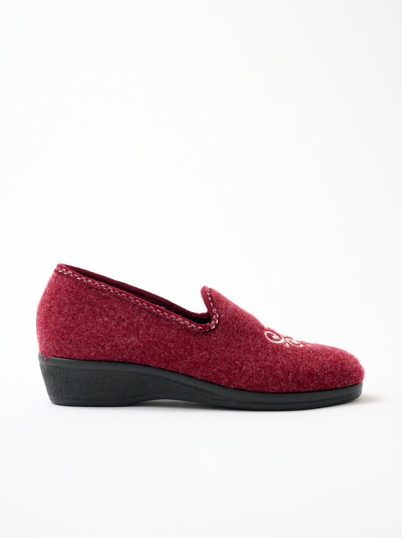 Chaussons ballerine grande largeur brodés Bordeaux - Kiabi