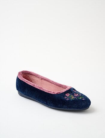 Chaussons ballerine peluche largeur confort