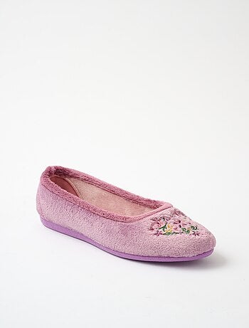Chaussons ballerine peluche largeur confort