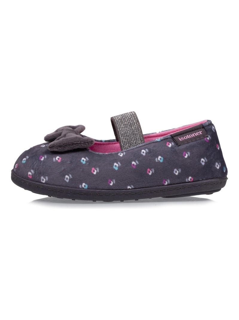 Chaussons ballerines à élastique, légers, confortables et faciles à enfiler, fille Isotoner Gris Magenta Bleu - Kiabi