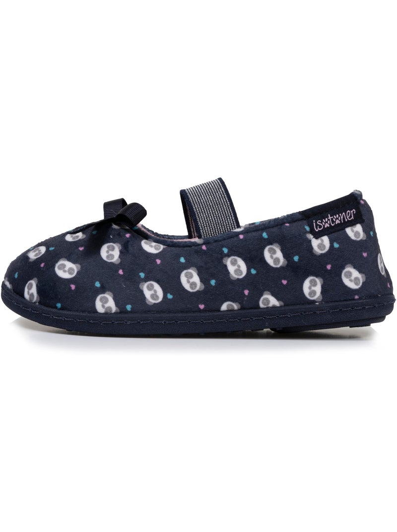 Chaussons ballerines avec élastique de maintien, semelle fille isotoner Bleu marine - Kiabi