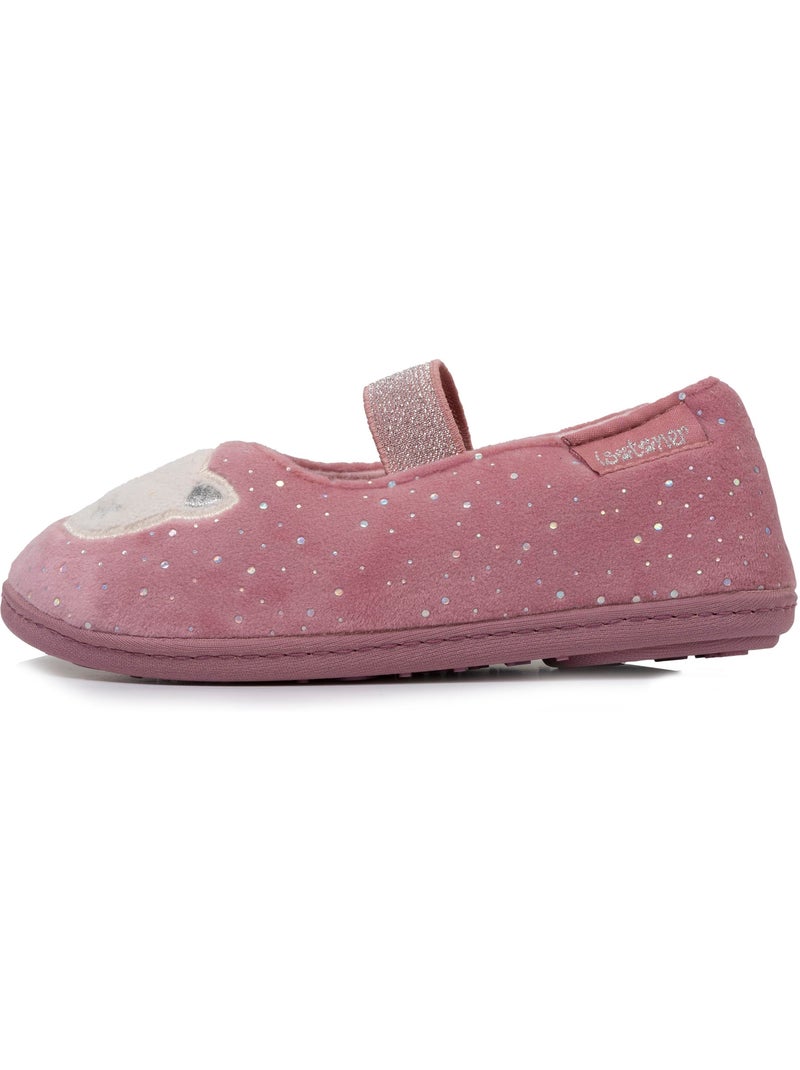 Chaussons ballerines avec élastique de maintien, semelle fille isotoner Rose pâle - Kiabi