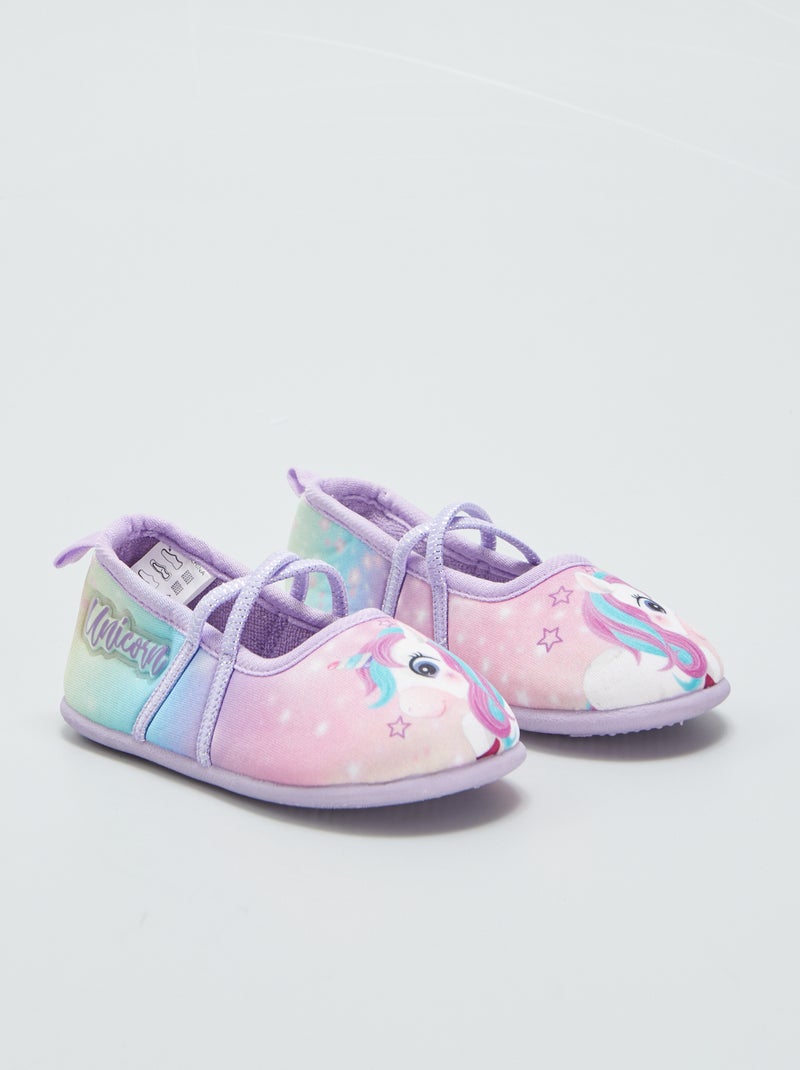 Chaussons ballerines avec imprimé 'licorne' Rose/violet - Kiabi