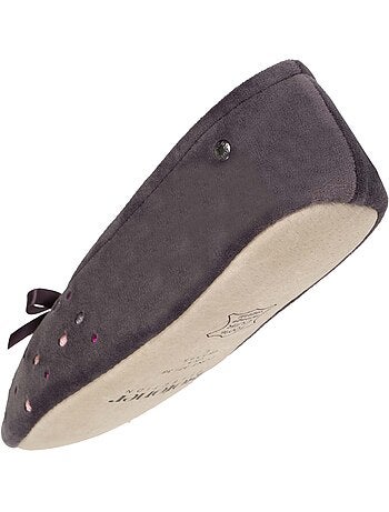 Chaussons ballerines brodée pois femme isotoner