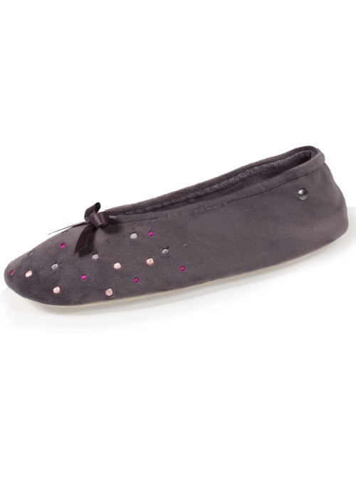Chaussons ballerines brodée pois femme isotoner - Kiabi