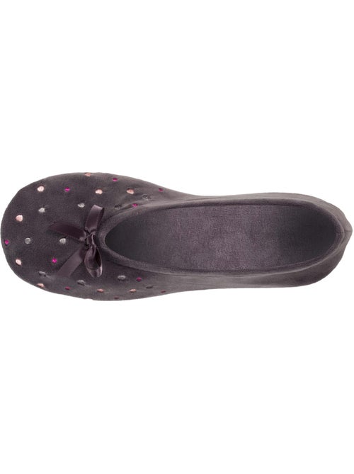 Chaussons ballerines brodée pois femme isotoner - Kiabi