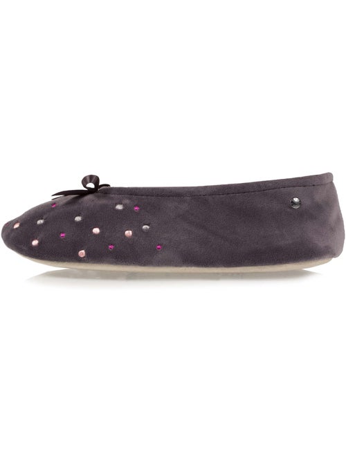 Chaussons ballerines brodée pois femme isotoner - Kiabi