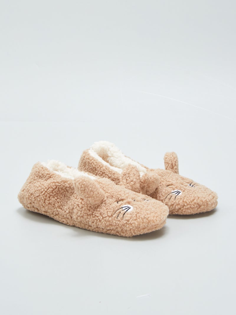 Chaussons ballerines 'chat' Camel - Kiabi